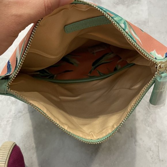 Rachel Pally Reversible Foldable Clutch Bag Paradise Print NWOT12X10 Aqua‎ Pink - Picture 5 of 5